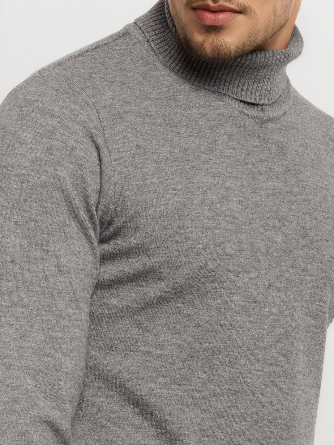 Mens Solid High Neck Sweater