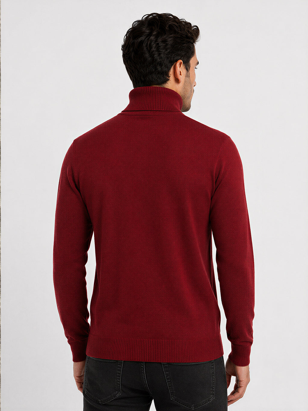 Mens Solid High Neck Sweater