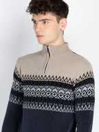 Mens Self Design Jacquard Sweater