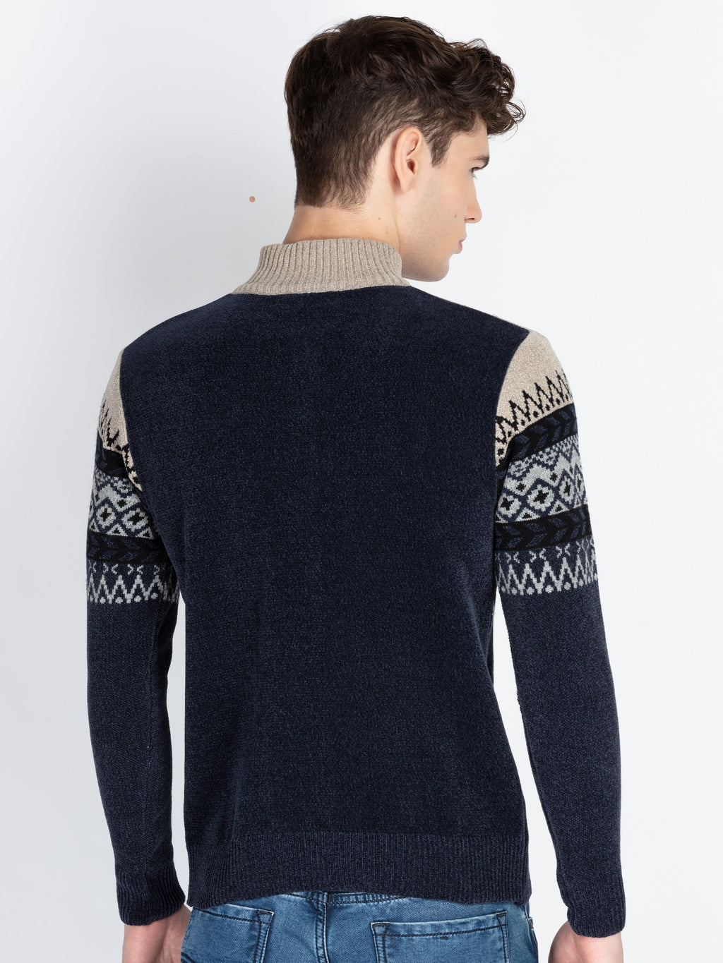 Mens Self Design Jacquard Sweater