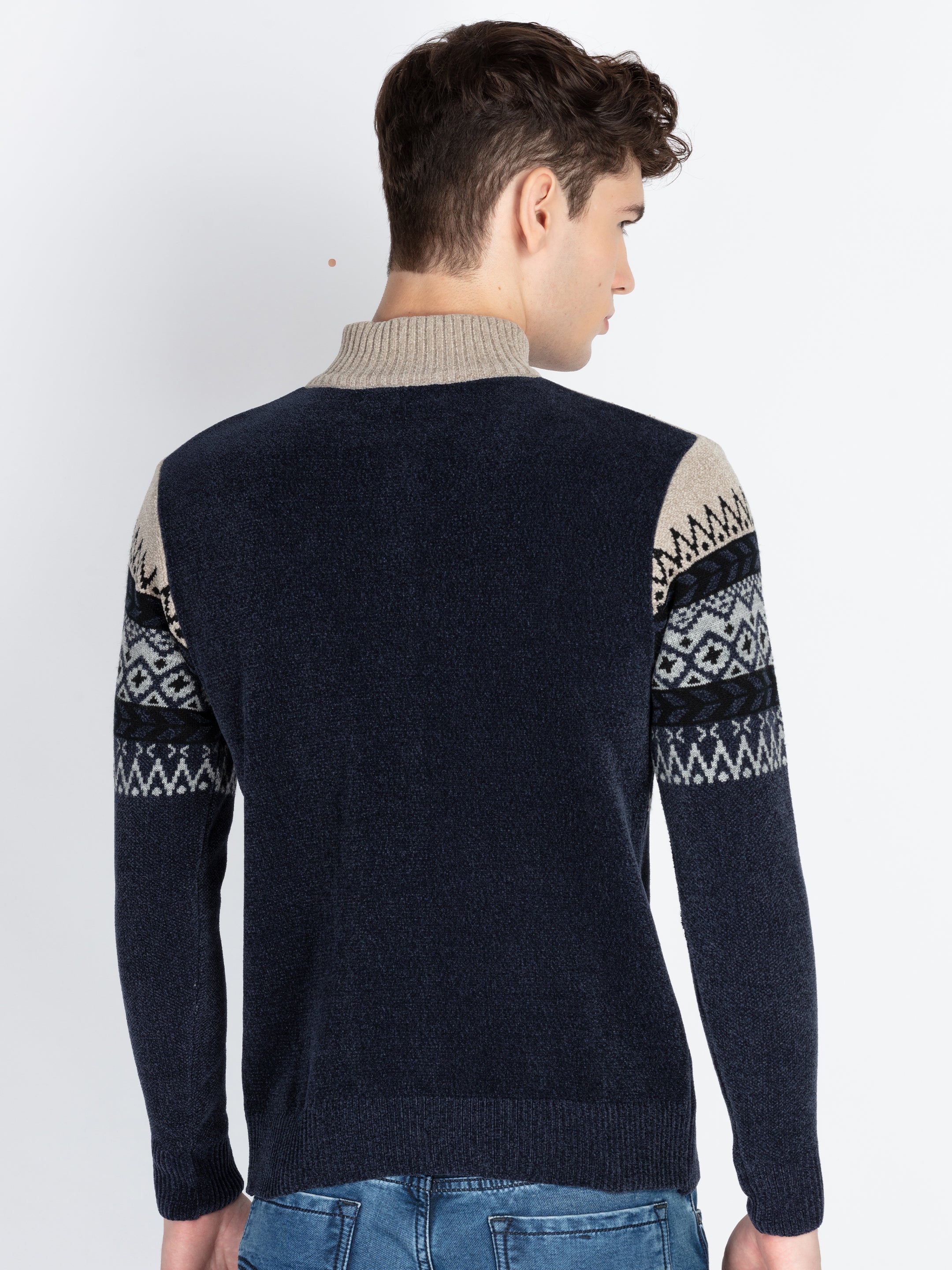 Mens Self Design Jacquard Sweater