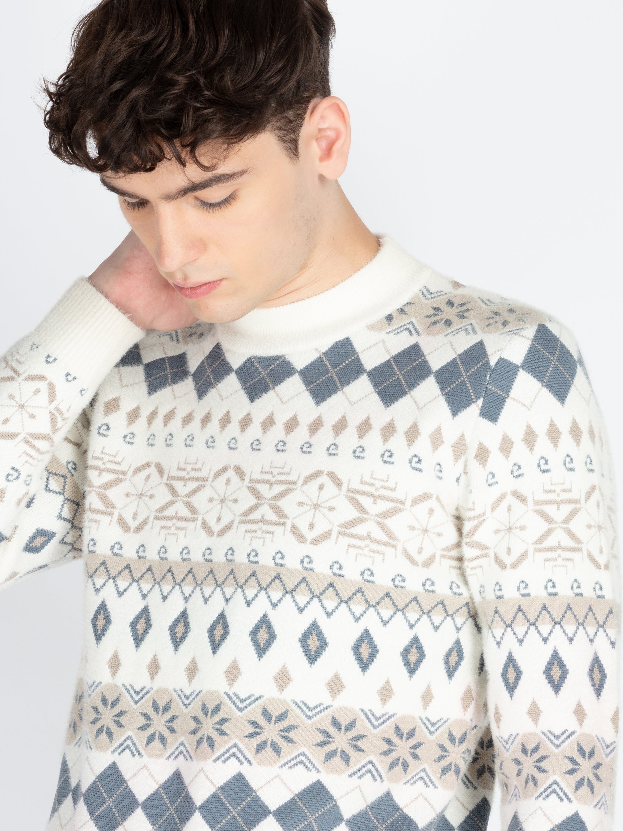 Mens Self Design Jacquard Sweater