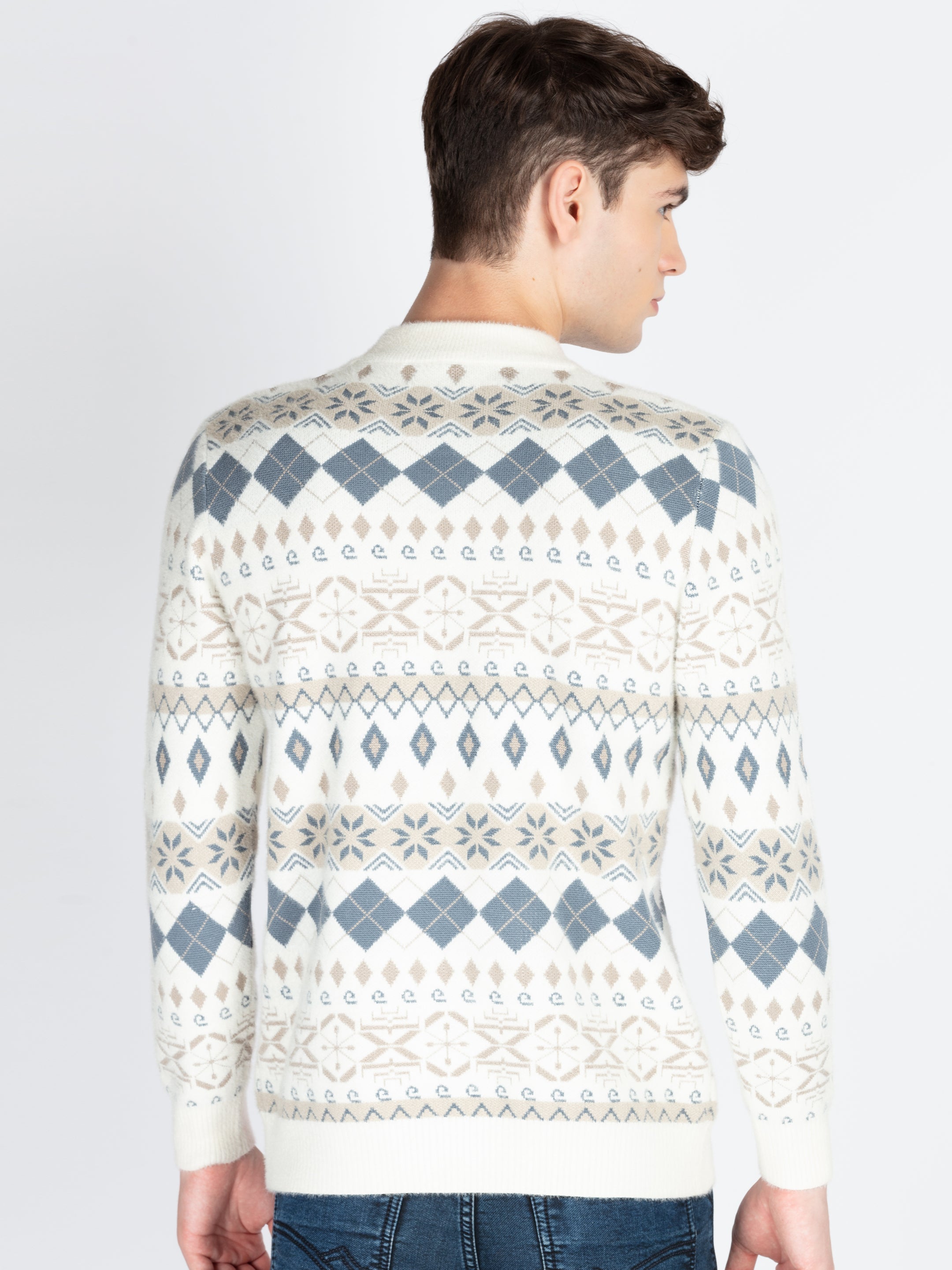 Mens Self Design Jacquard Sweater