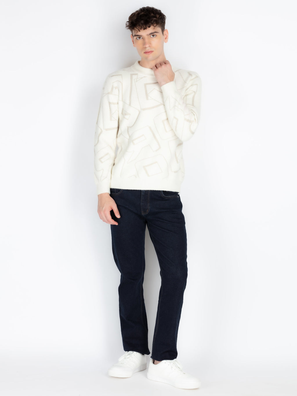 Mens Self Design Jacquard Sweater