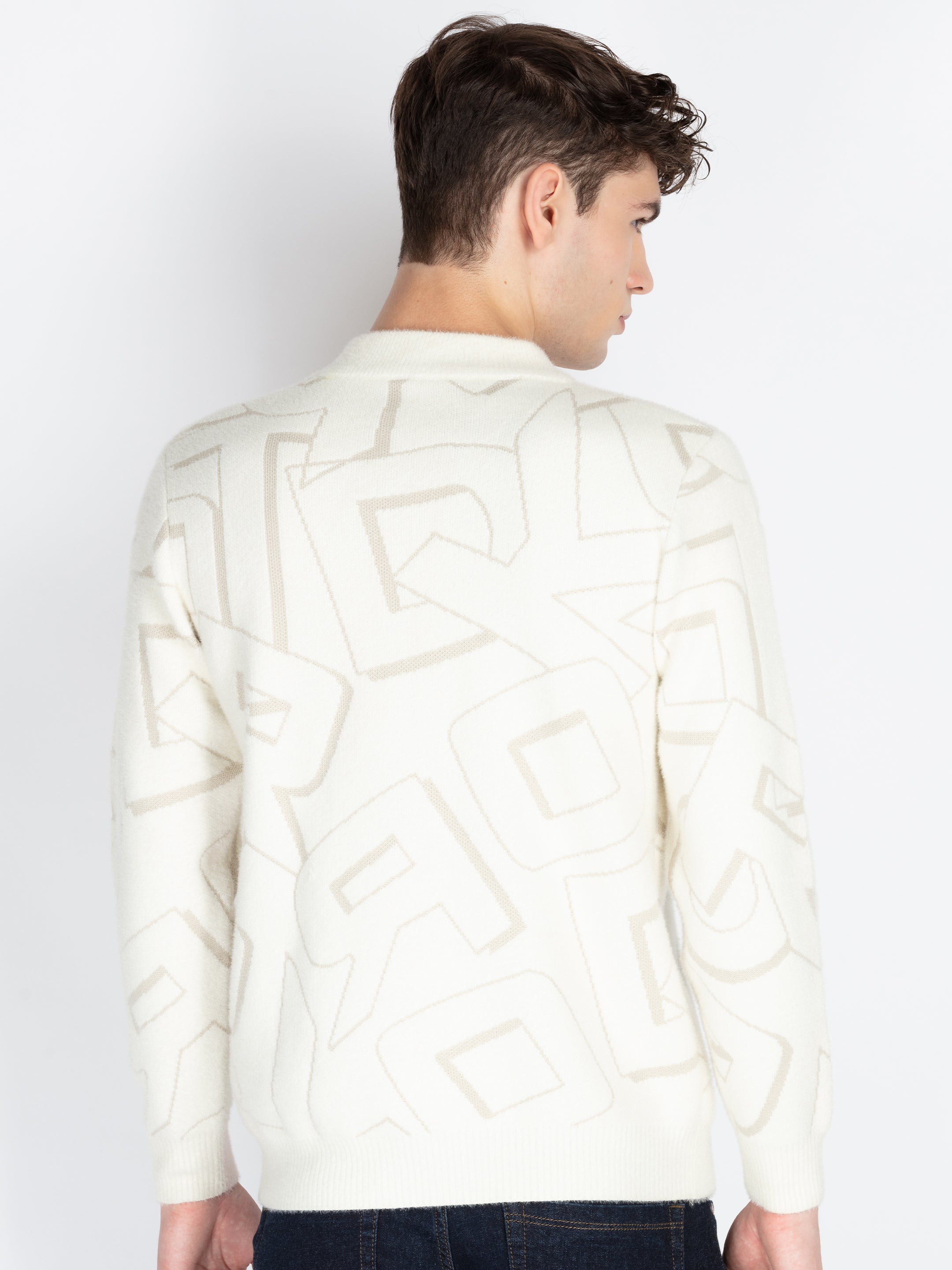 Mens Self Design Jacquard Sweater