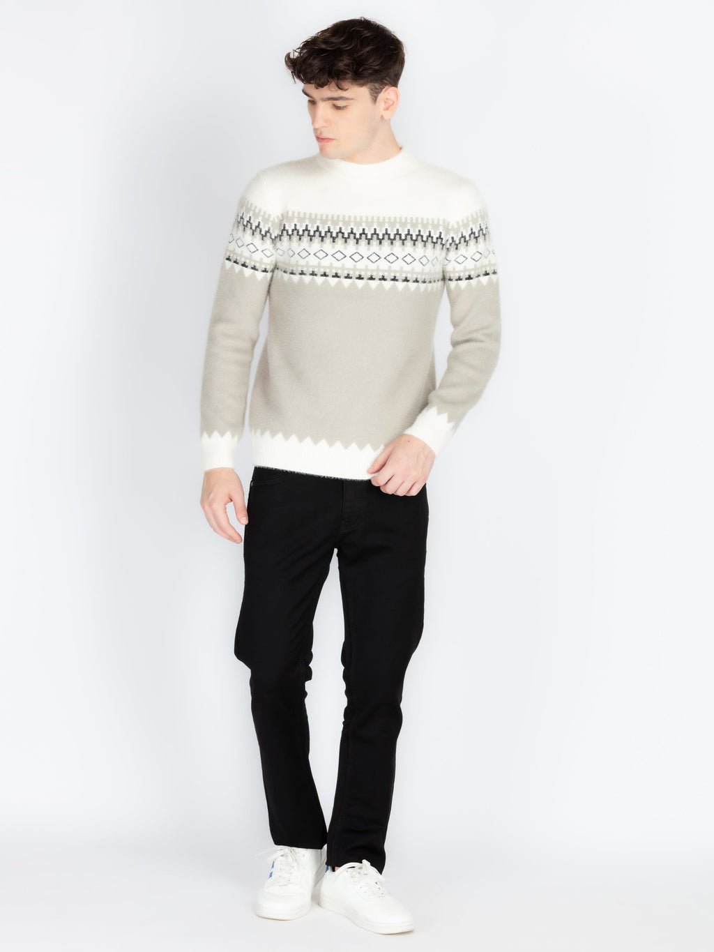 Mens Self Design Jacquard Sweater