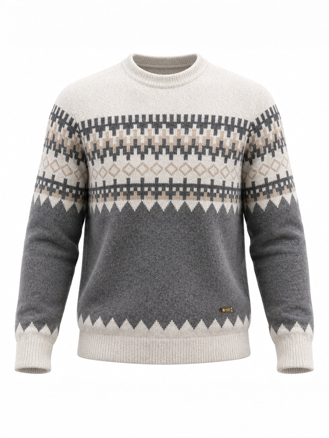 Men Fair Isle Colourblocked Pullover