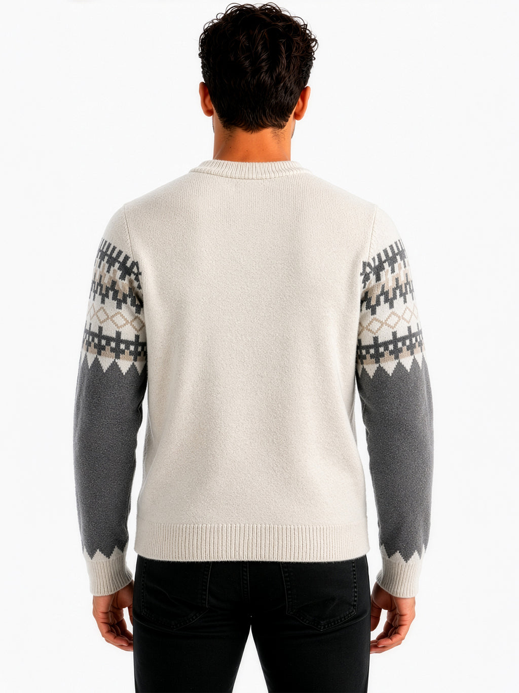 Men Fair Isle Colourblocked Pullover