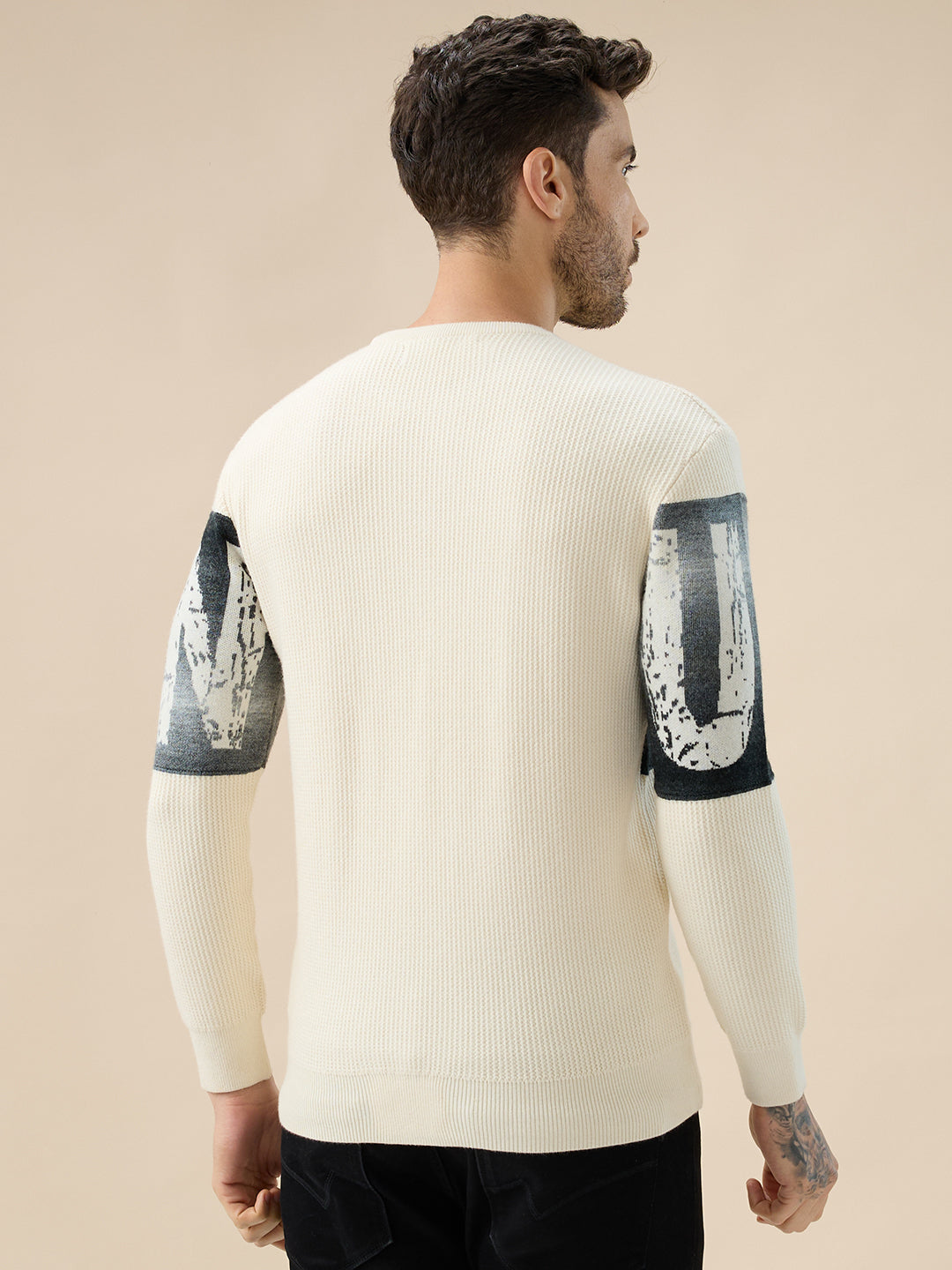 Men's Typography Print Round Neck Full Sleeve Regular Fit Sweater