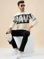 Men's Typography Print Round Neck Full Sleeve Regular Fit Sweater