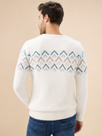 Men's Chevron Chest Round Neck Regular Fit Full Sleeves Sweater