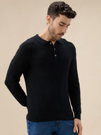 Men's Solid Textured Polo Collar Full Sleeve Regular Fit Stylish Sweater