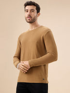 Mens Basic Solid Textured Full Sleeves Round Neck Sweater