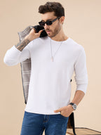 Men's Basic Solid Textured Full Sleeves Round Neck Sweater