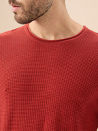 Mens Basic Solid Textured Full Sleeves Round Neck Sweater