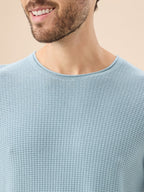 Men's Basic Solid Textured Full Sleeves Round Neck Sweater