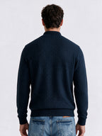 Men's Cotton Blend Self Design High Neck Long Sleeve Sweater