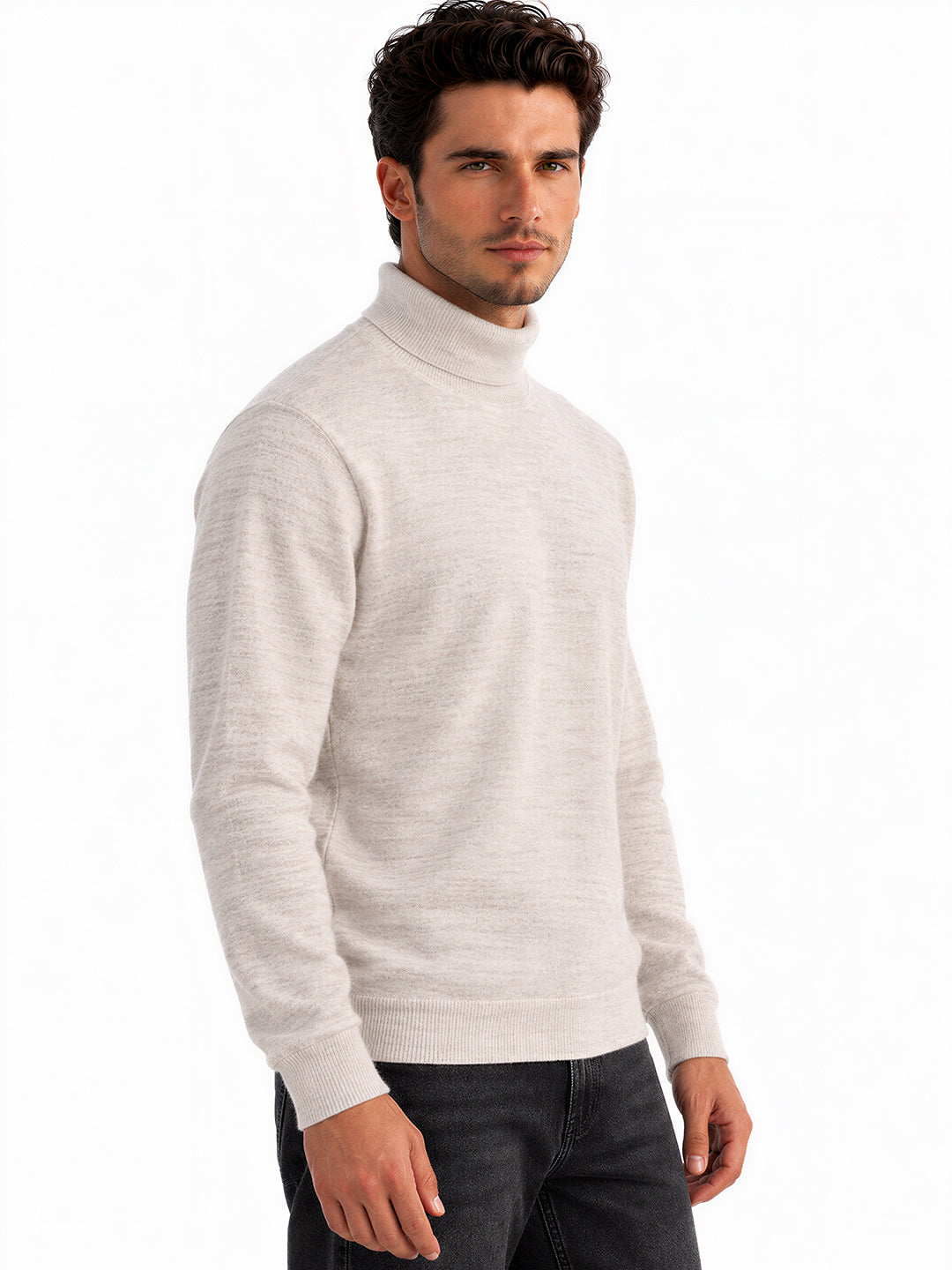 Men's Cotton Blend Turtle Neck Regular Fit Sweater