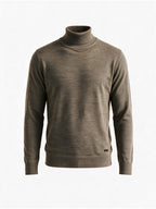 Khaki Melange Roll Neck Sweater