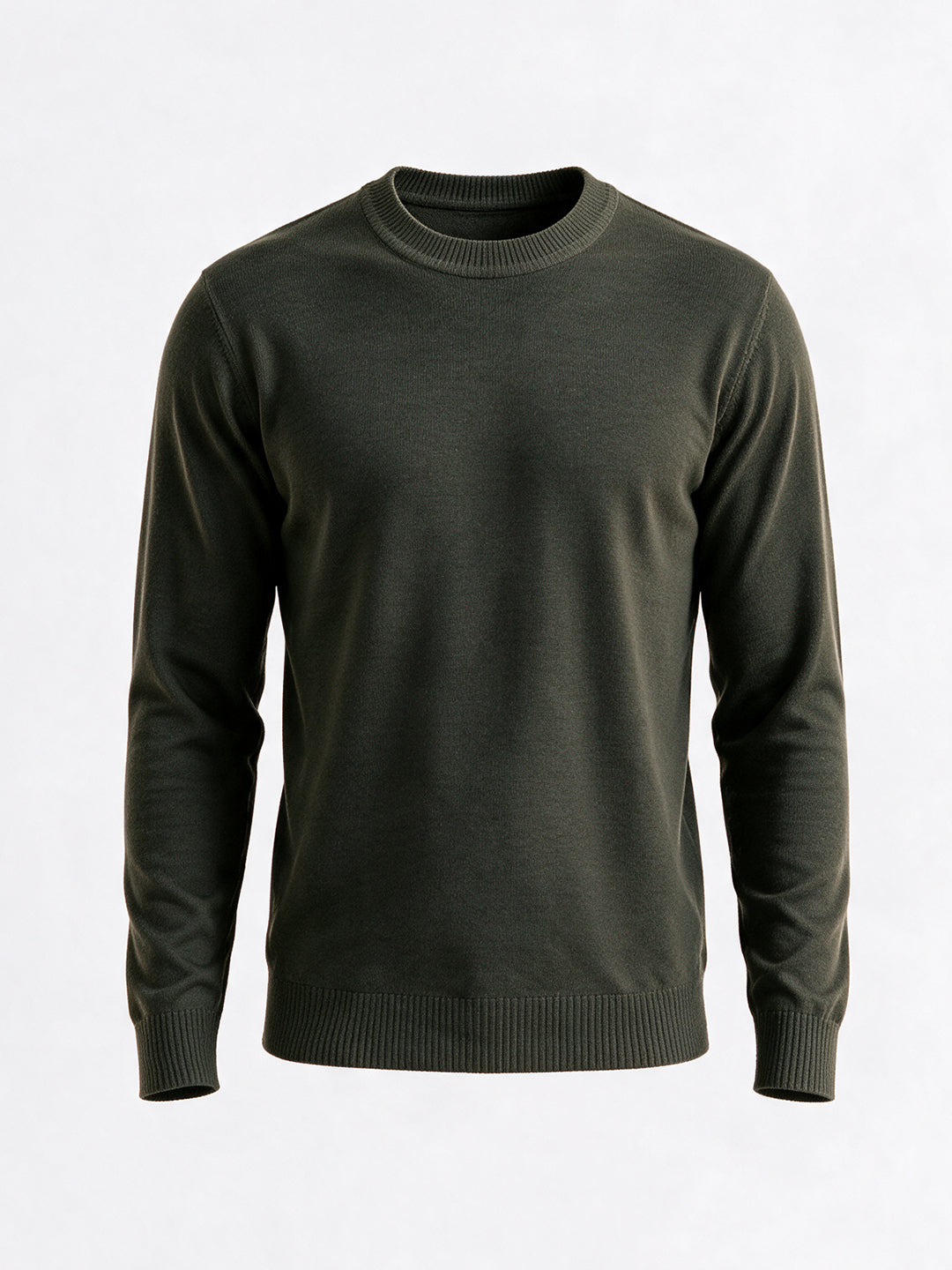 Olive Fine Knit Crew Sweater Secondary image