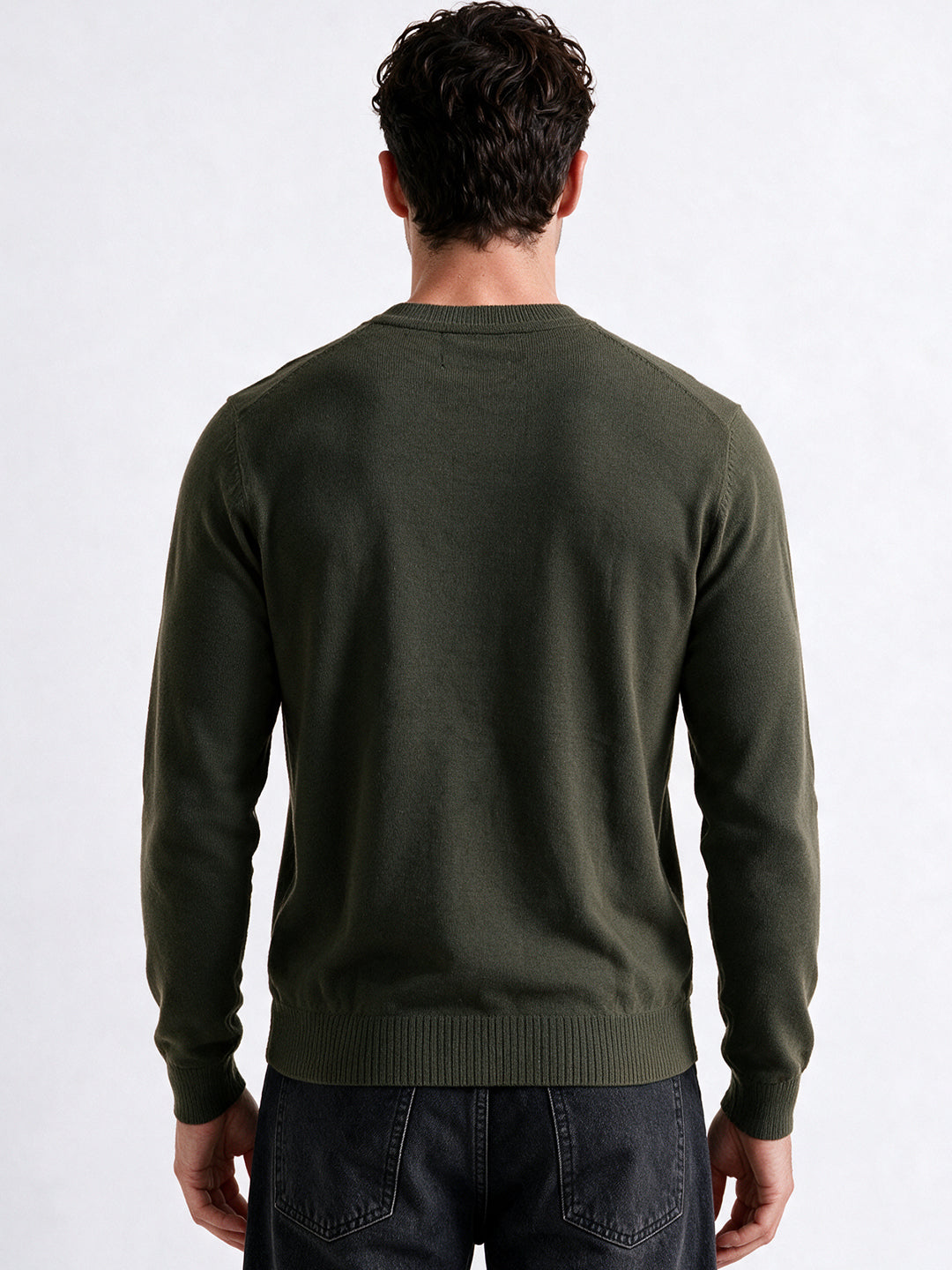 Men's Solid Round Neck Blended Regular Fit Sweater