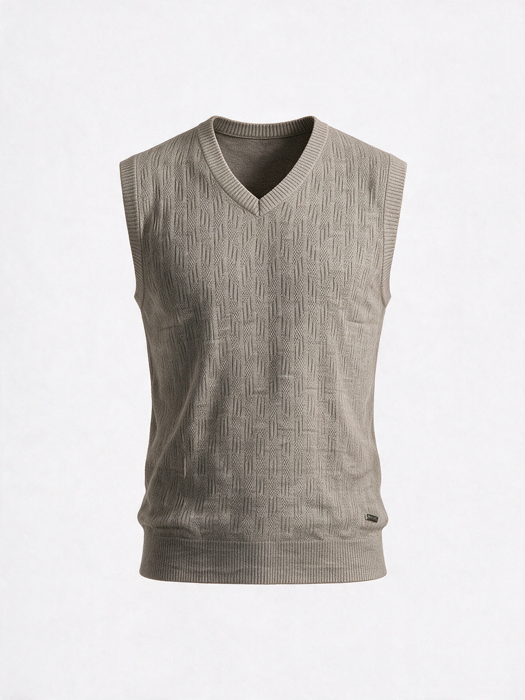 Men's 100% Acrylic Self Design Sleeveless V-Neck Sweater
