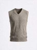 Men's 100% Acrylic Self Design Sleeveless V-Neck Sweater