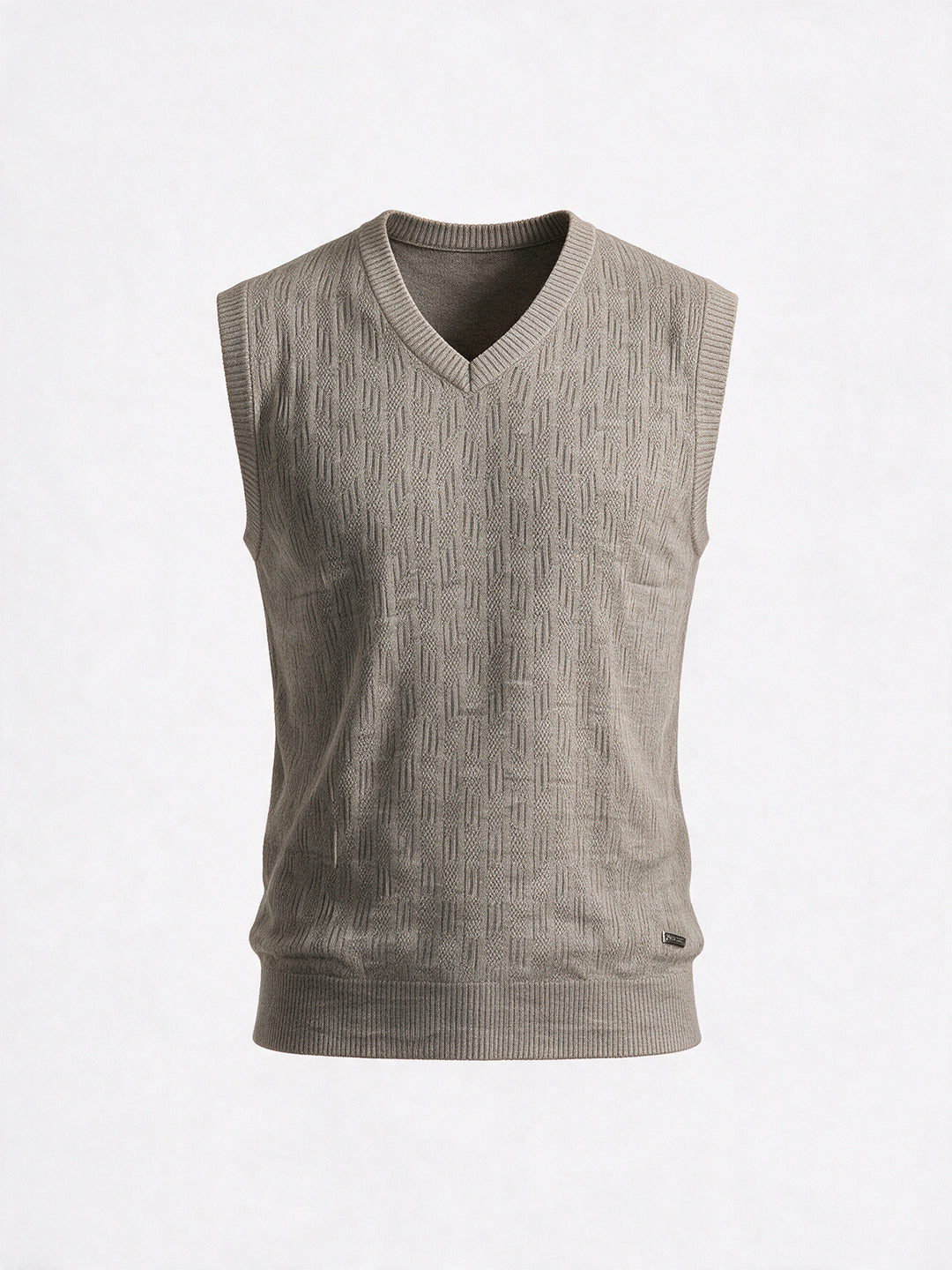 Men's 100% Acrylic Self Design Sleeveless V-Neck Sweater
