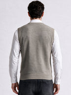 Men's 100% Acrylic Self Design Sleeveless V-Neck Sweater
