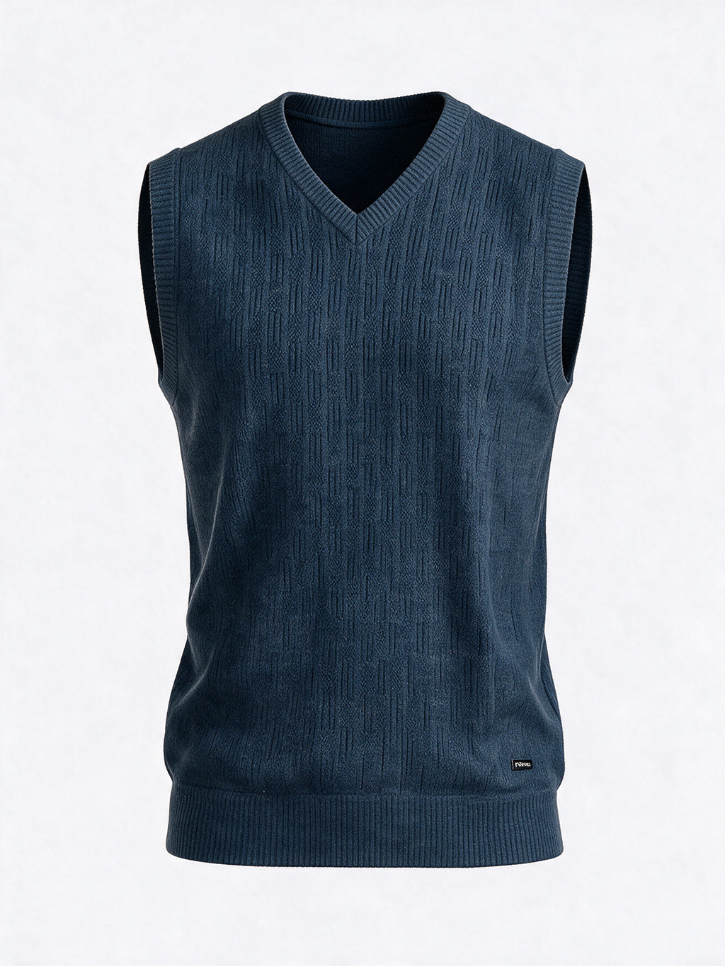 Men's 100% Acrylic Self Design Sleeveless V-Neck Sweater