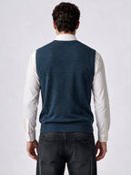 Men's 100% Acrylic Self Design Sleeveless V-Neck Sweater