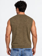 Men's Solid Regular Fit Sleeveless V-Neck Acrylic Sweater Vest
