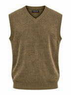 Men's Solid Regular Fit Sleeveless V-Neck Acrylic Sweater Vest