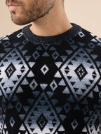 Mens All Over Fair Isle Round Neck Regular Fit Full Sleeves Sweater
