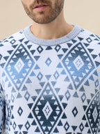 Mens All Over Fair Isle Round Neck Regular Fit Full Sleeves Sweater