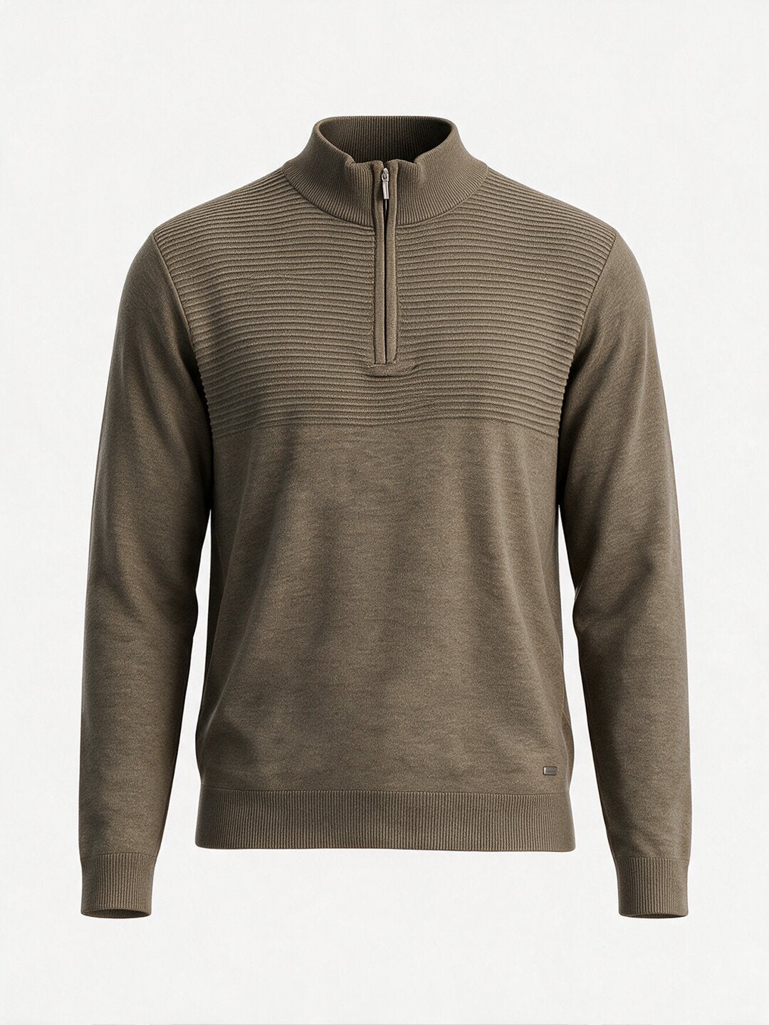 Khaki Melange Half-Zip Sweater Secondary image