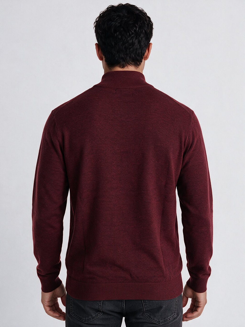 Men's Self Design High Neck Full Sleeve Sweater