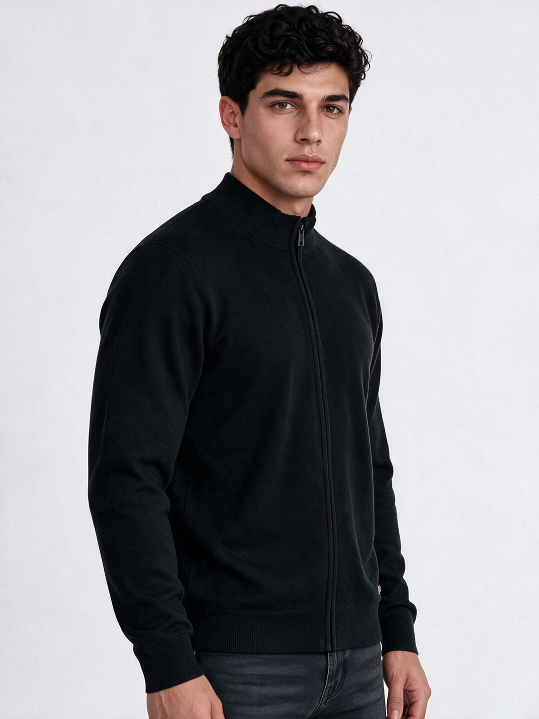 Men's Self Design High Neck Full Sleeve Sweater