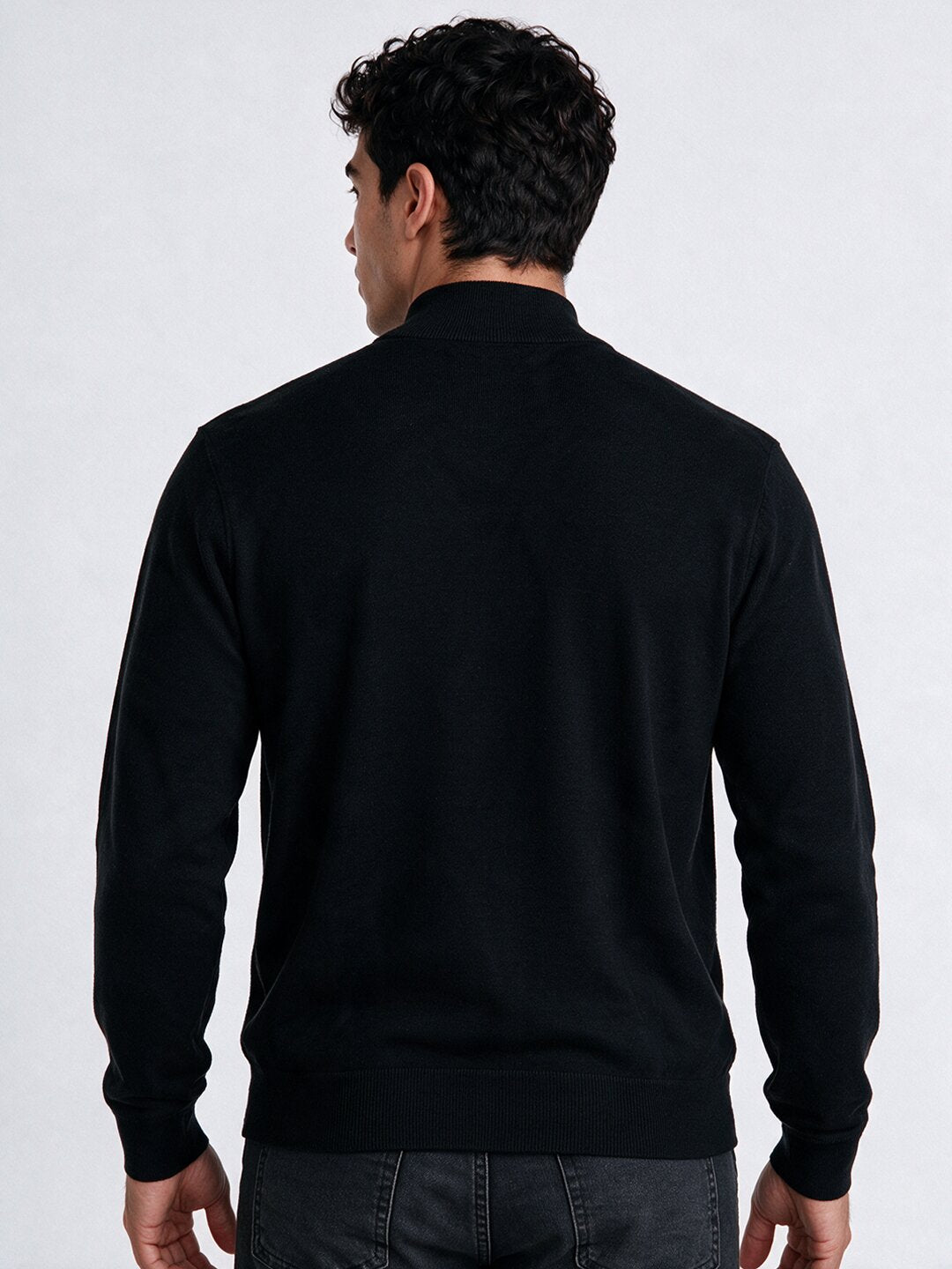 Men's Self Design High Neck Full Sleeve Sweater