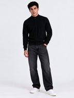 Men's Self Design High Neck Full Sleeve Sweater