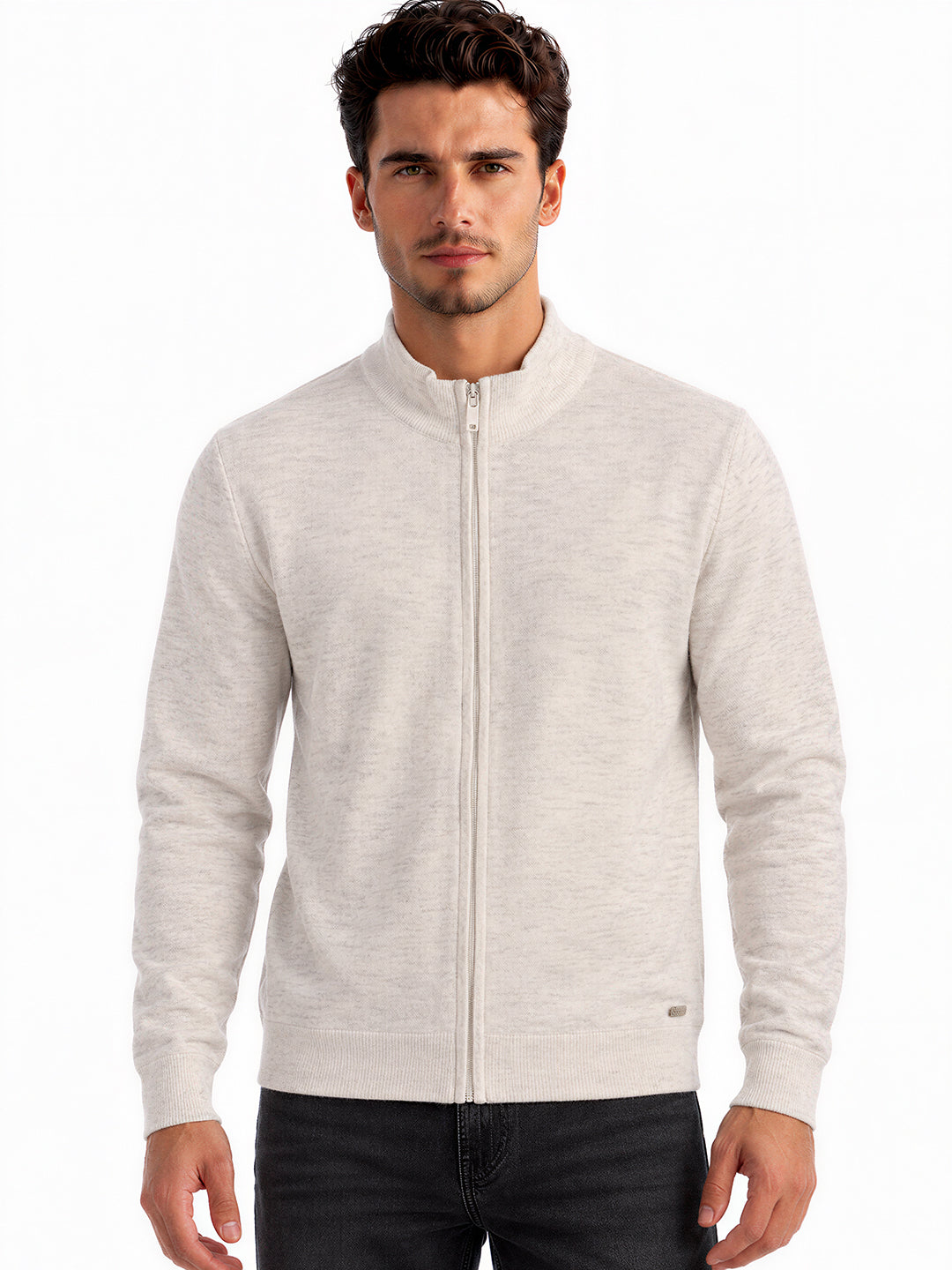 Men's Self Design High Neck Full Sleeve Sweater