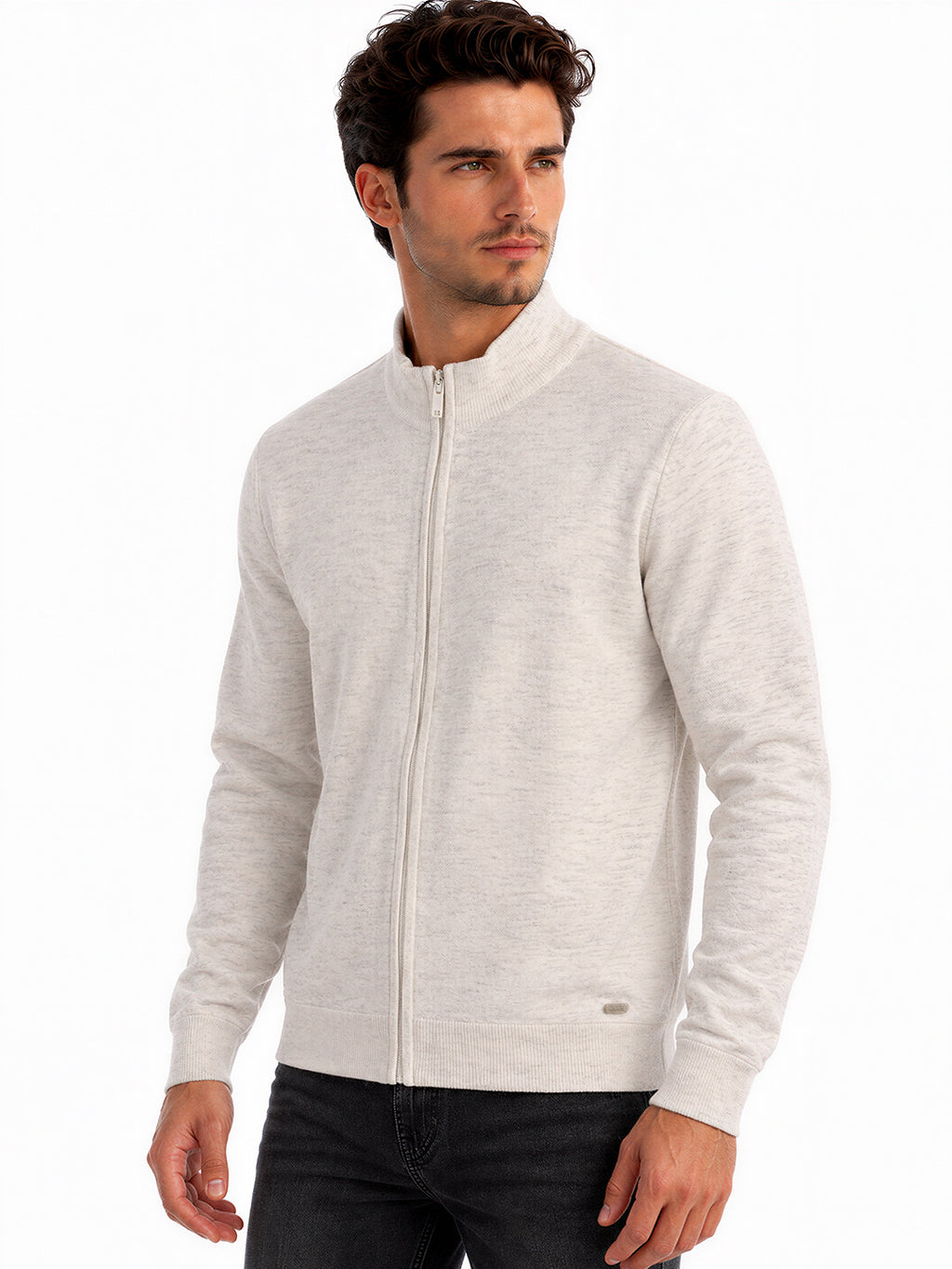 Men's Self Design High Neck Full Sleeve Sweater