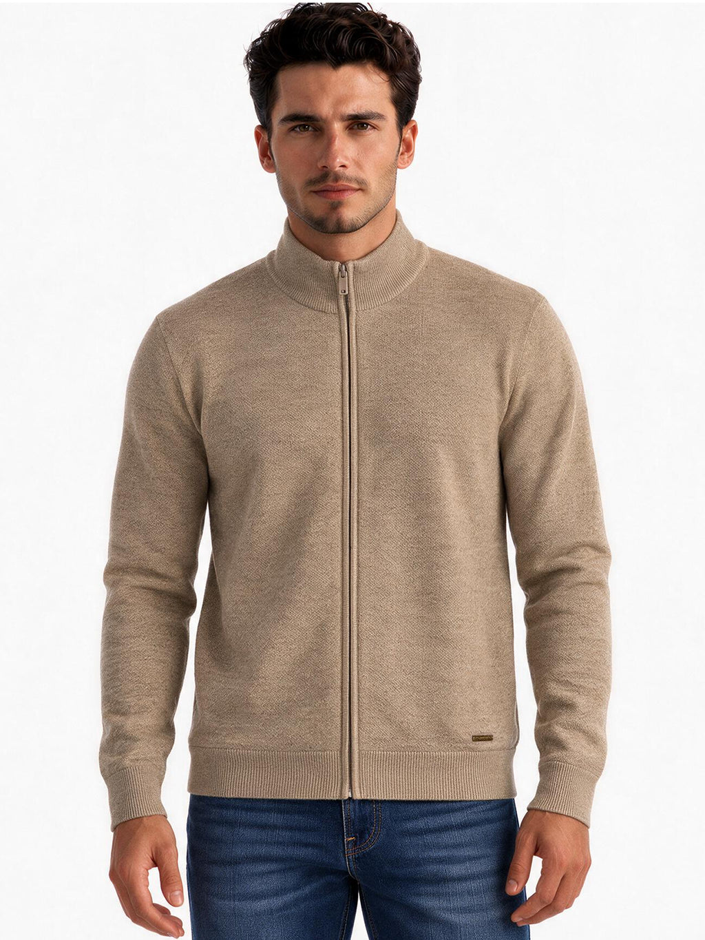 Men's Self Design High Neck Full Sleeve Sweater