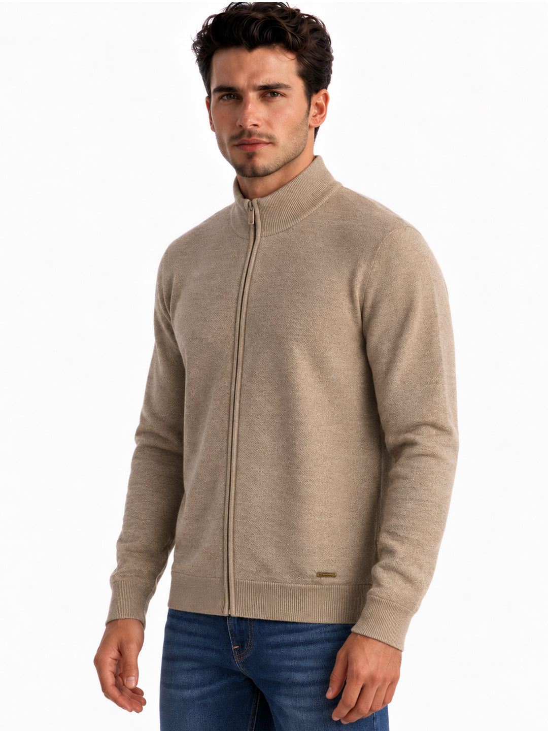 Men's Self Design High Neck Full Sleeve Sweater