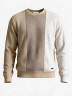 Beige Colourblock Cable Knit Sweater