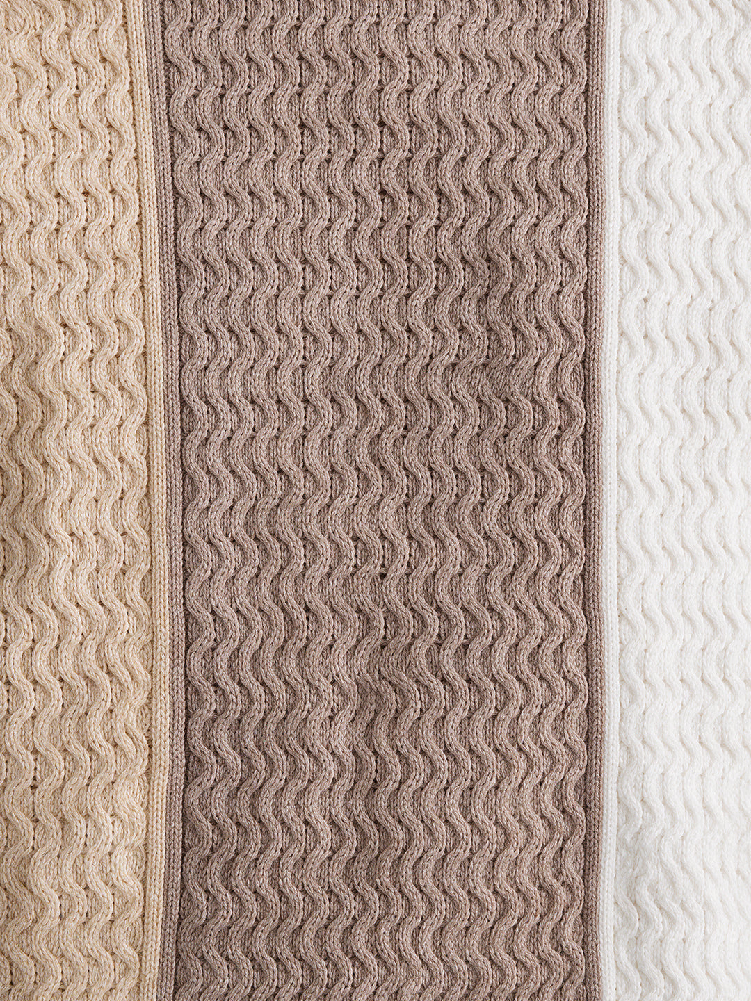 Beige Colourblock Cable Knit Sweater