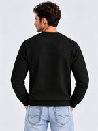 Black Textured Crew Sweater