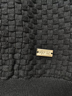 Black Textured Crew Sweater