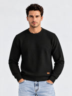 Black Textured Crew Sweater