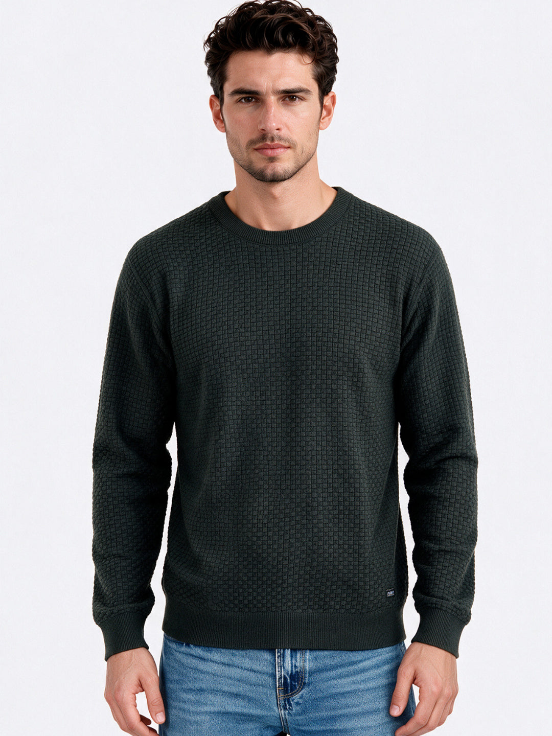 Men’s 100% Cotton Round Neck Long Sleeve Regular Fit Sweater